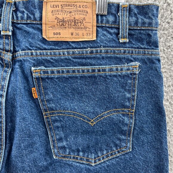 Vintage Levis 505 Jeans Mens 36 X 33 Orange Tab Straight Leg Made In The USA - Picture 3 of 9
